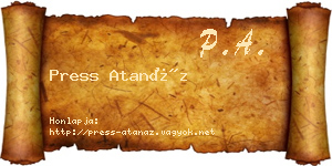 Press Atanáz névjegykártya